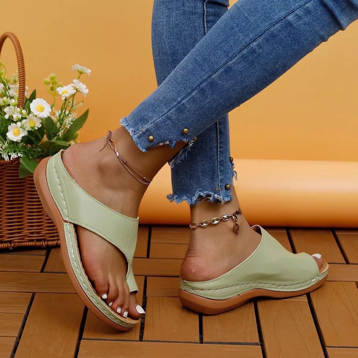 Toe Post Wedge Sandals Trendsi