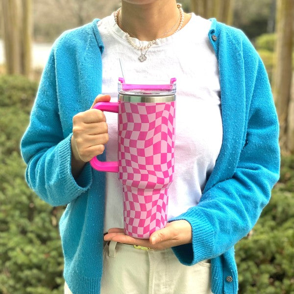 Stylish Checker Large Water Cup With Handle Ellison and Young