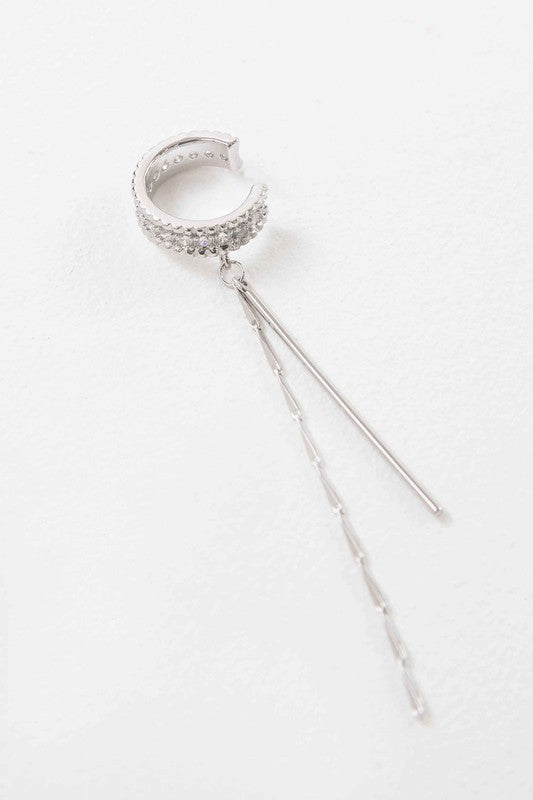 Drop the Bar Ear Cuff Earrings | Silver Lovoda