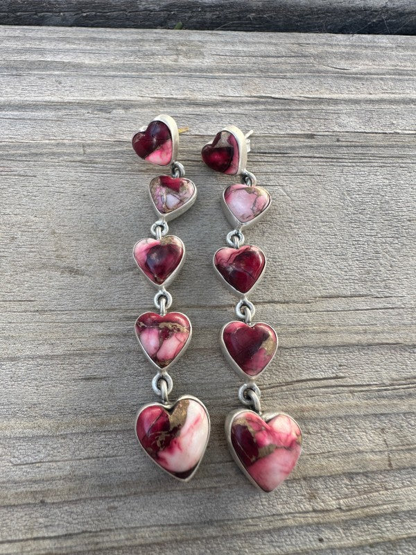 Dahlia Rose Handmade Sterling Silver Heart Dangles Nizhoni Traders LLC