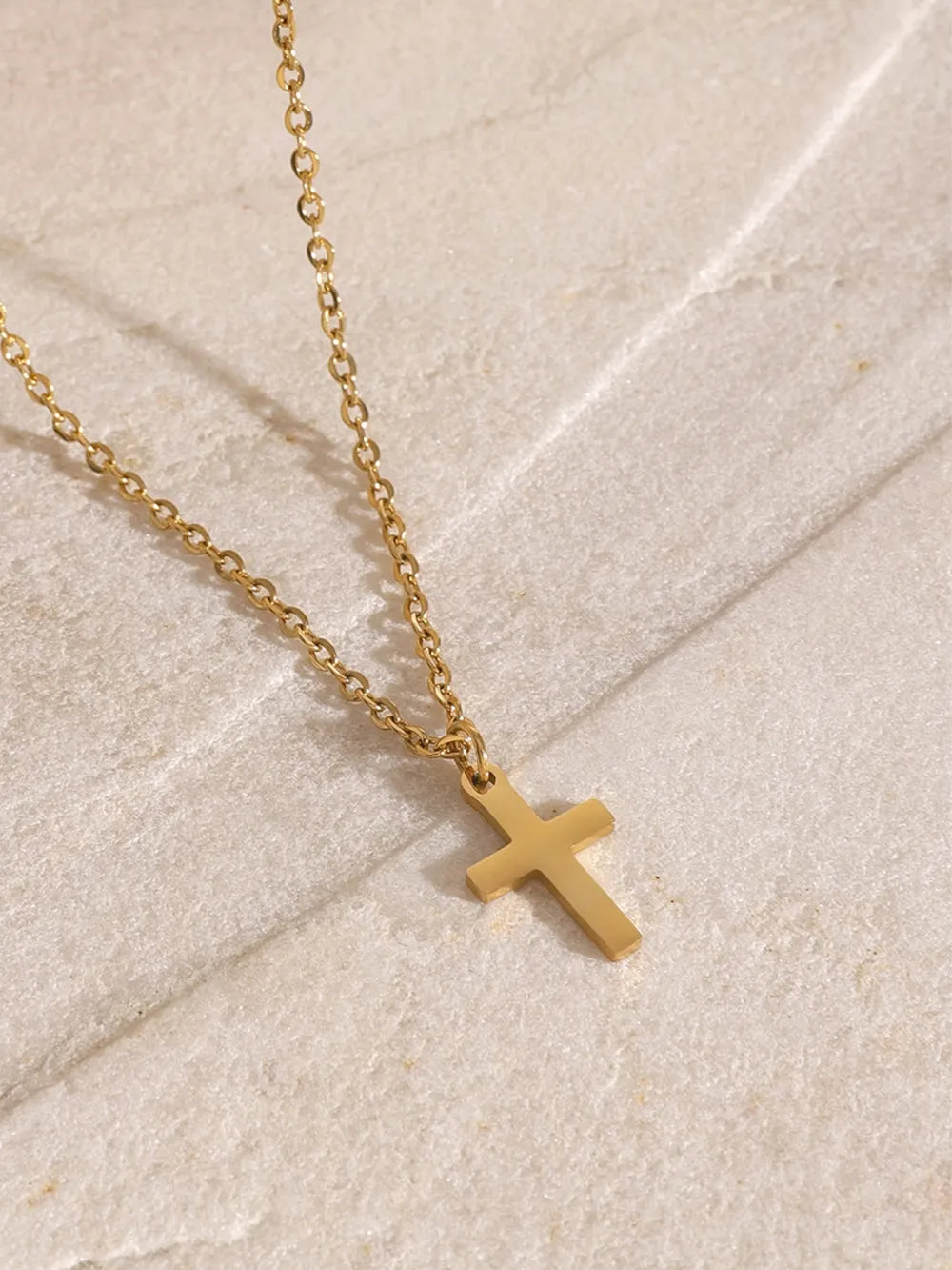 18K Gold-Plated Three-Layered Cross Necklace Trendsi