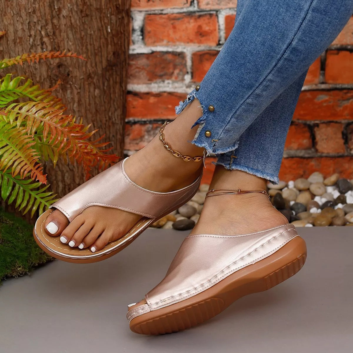 Toe Post Wedge Sandals Trendsi