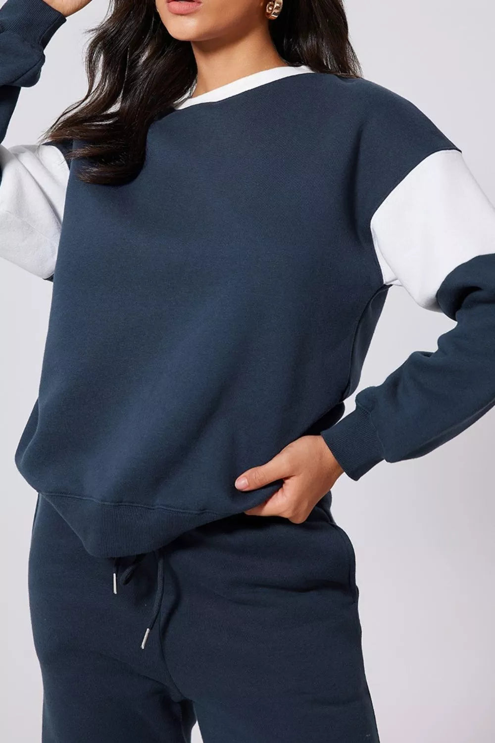 Drop Shoulder Loose Sweatshirt and Joggers Active Set Trendsi