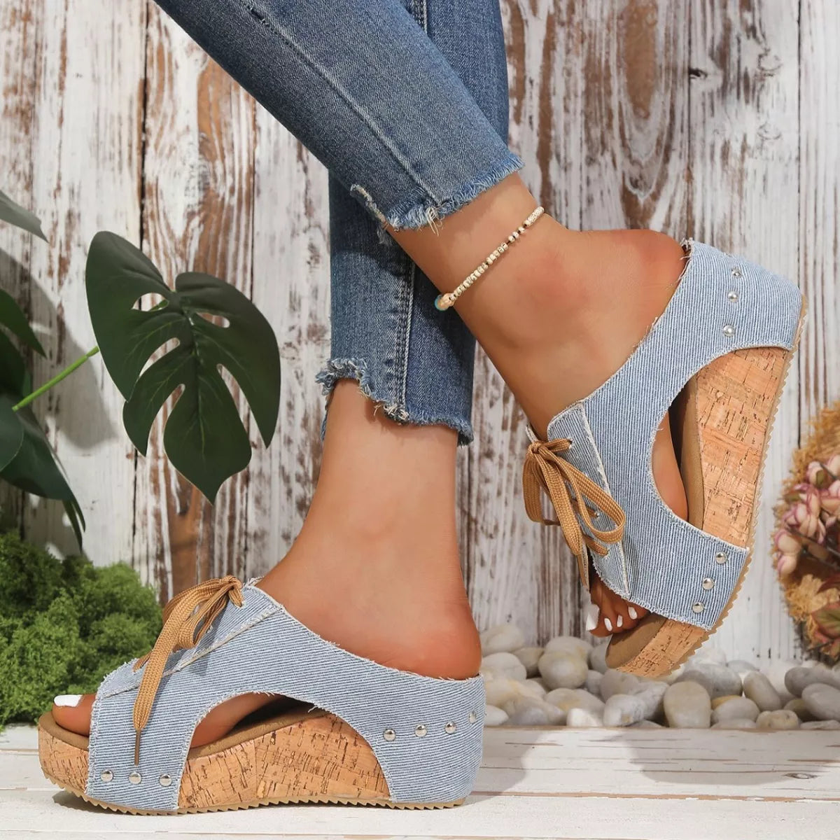 Lace Up Wedge Sandals Trendsi