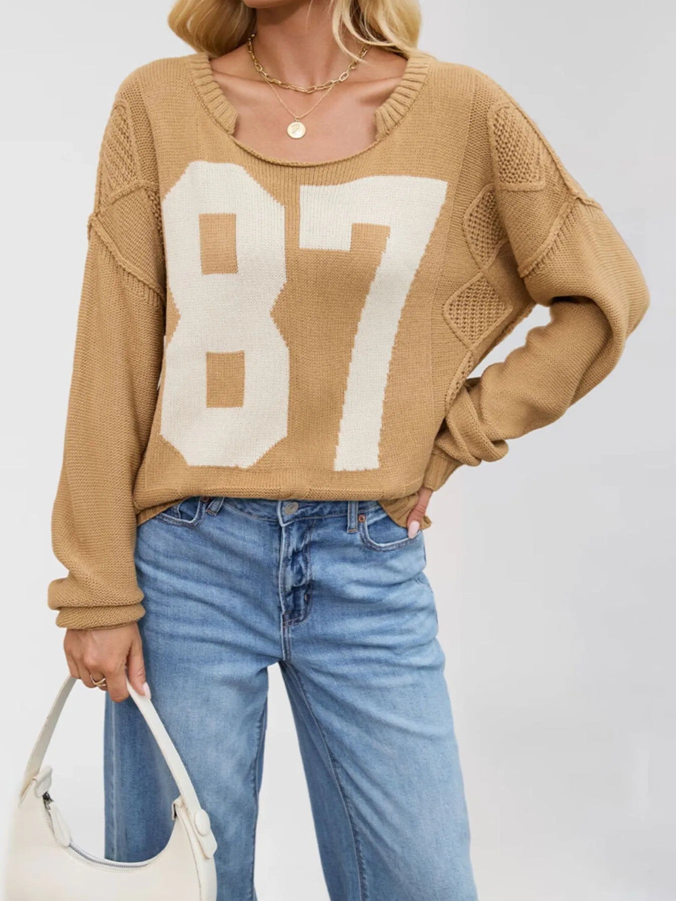 Number 81 Oversized Cable Knit Sweater 