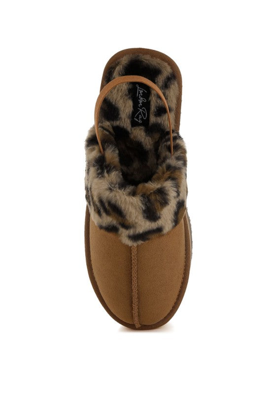 Kutchu Leopard Faux Fur Platform Classic Slingback