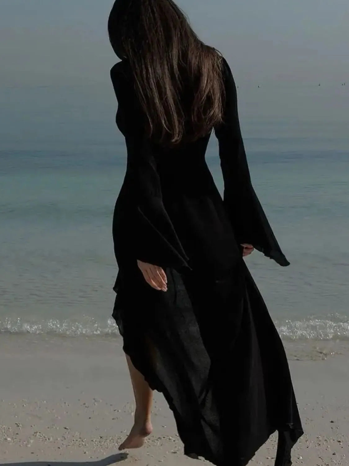 Ruffled Long Sleeve Cover-Up Dress Trendsi