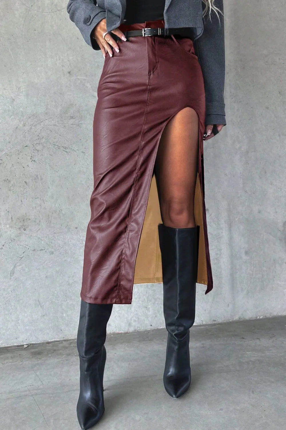 Slit Midi Skirt with Pockets Trendsi