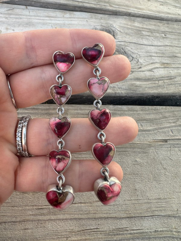 Dahlia Rose Handmade Sterling Silver Heart Dangles 