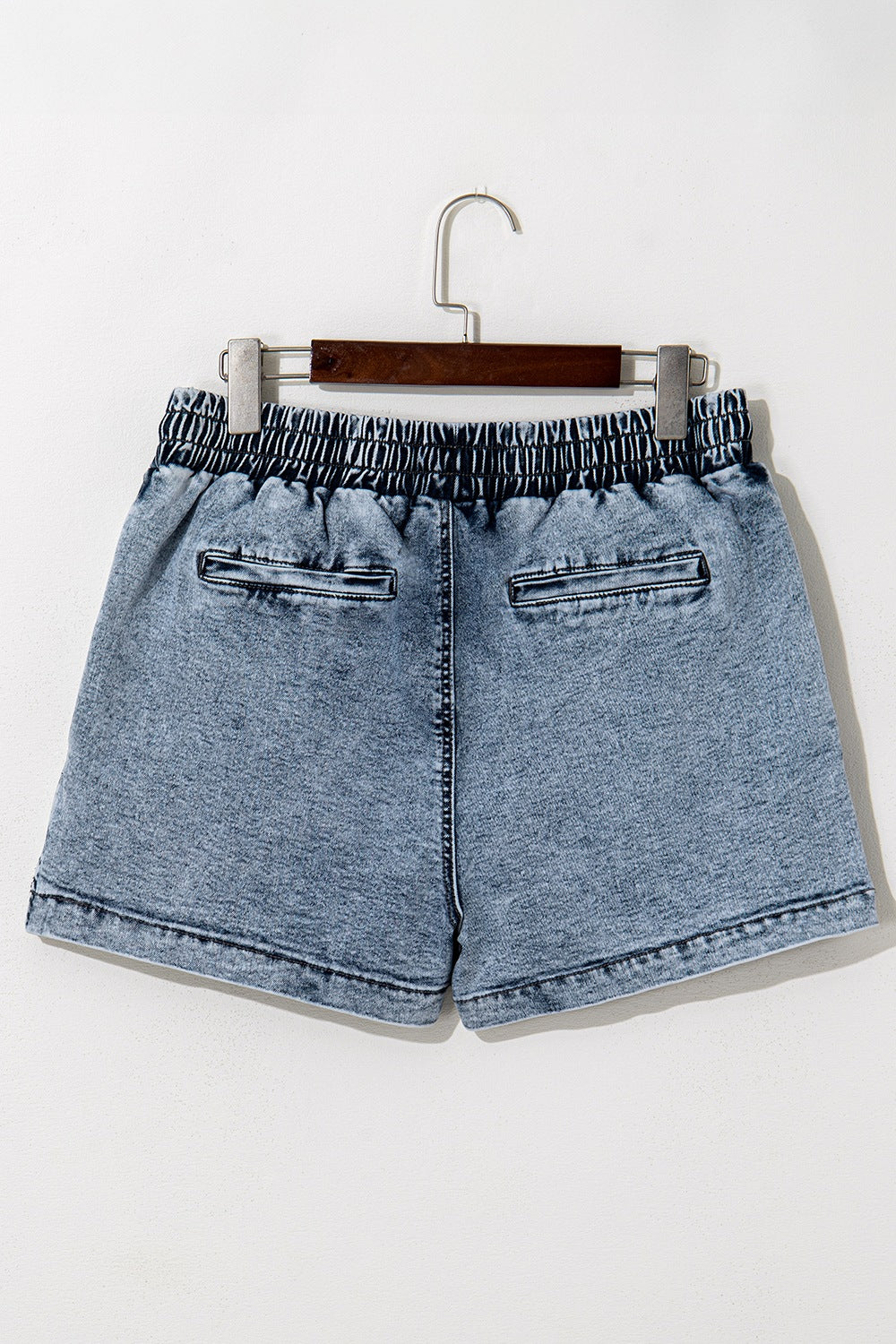 Drawstring High Waist Pocketed Denim Shorts Trendsi
