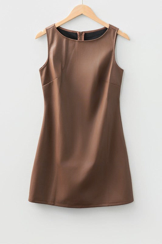Vegan Leather Sleeveless Mini Dress JUNIPER BLVD