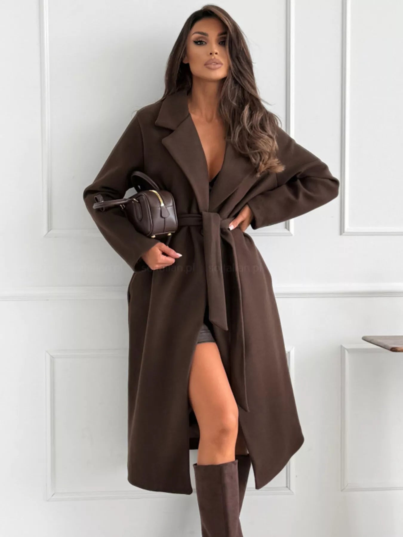 Tie Waist Longline Coat 