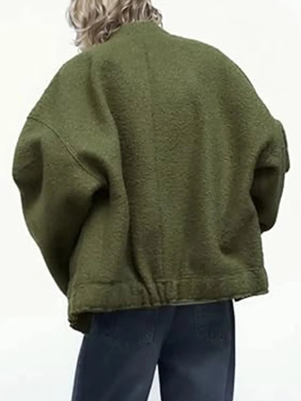 Full Size Snap Down Drop Shoulder Jacket 