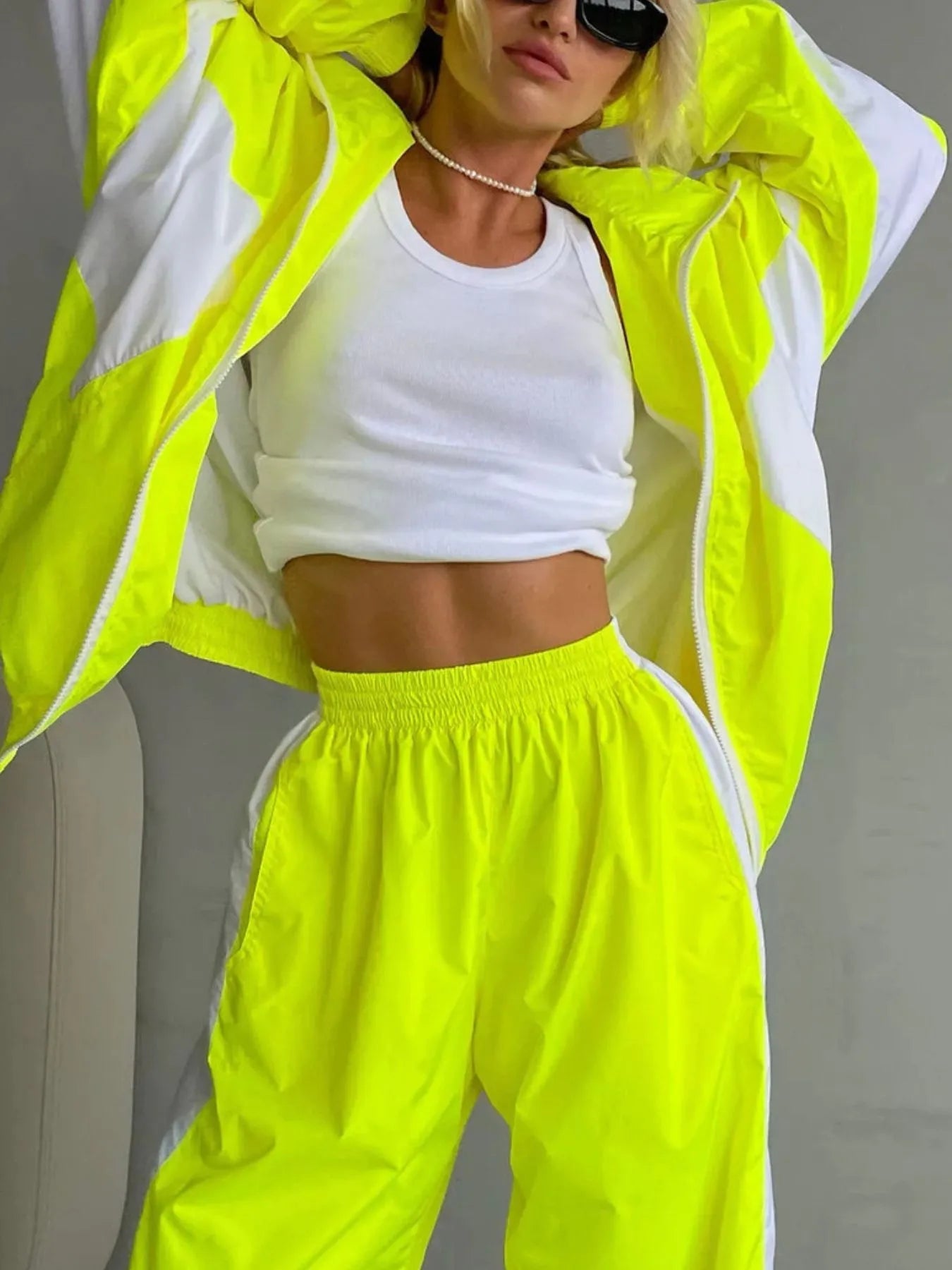 Zip Up Long Sleeve Top and Pants Set Trendsi
