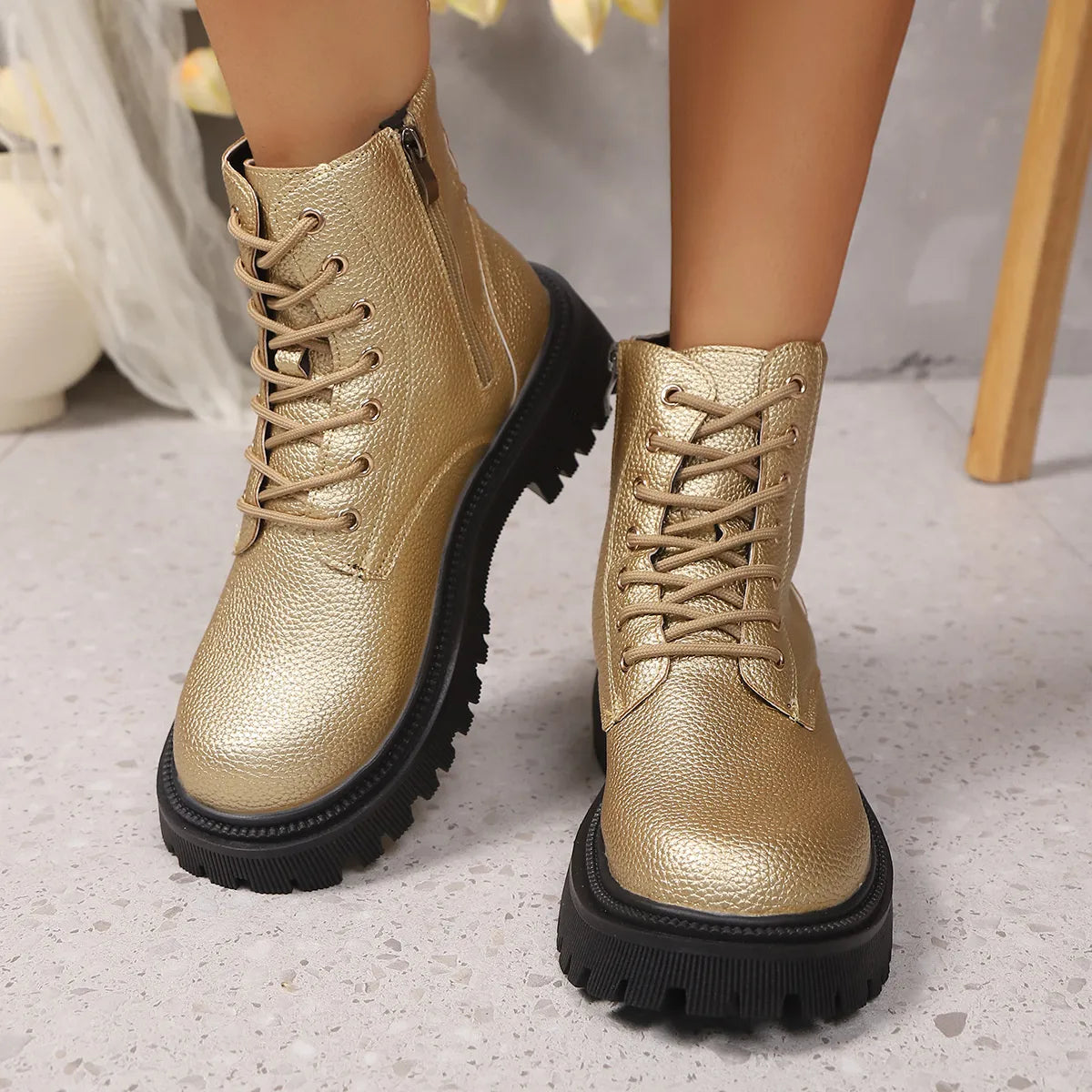 Lace Up Platform Boots 