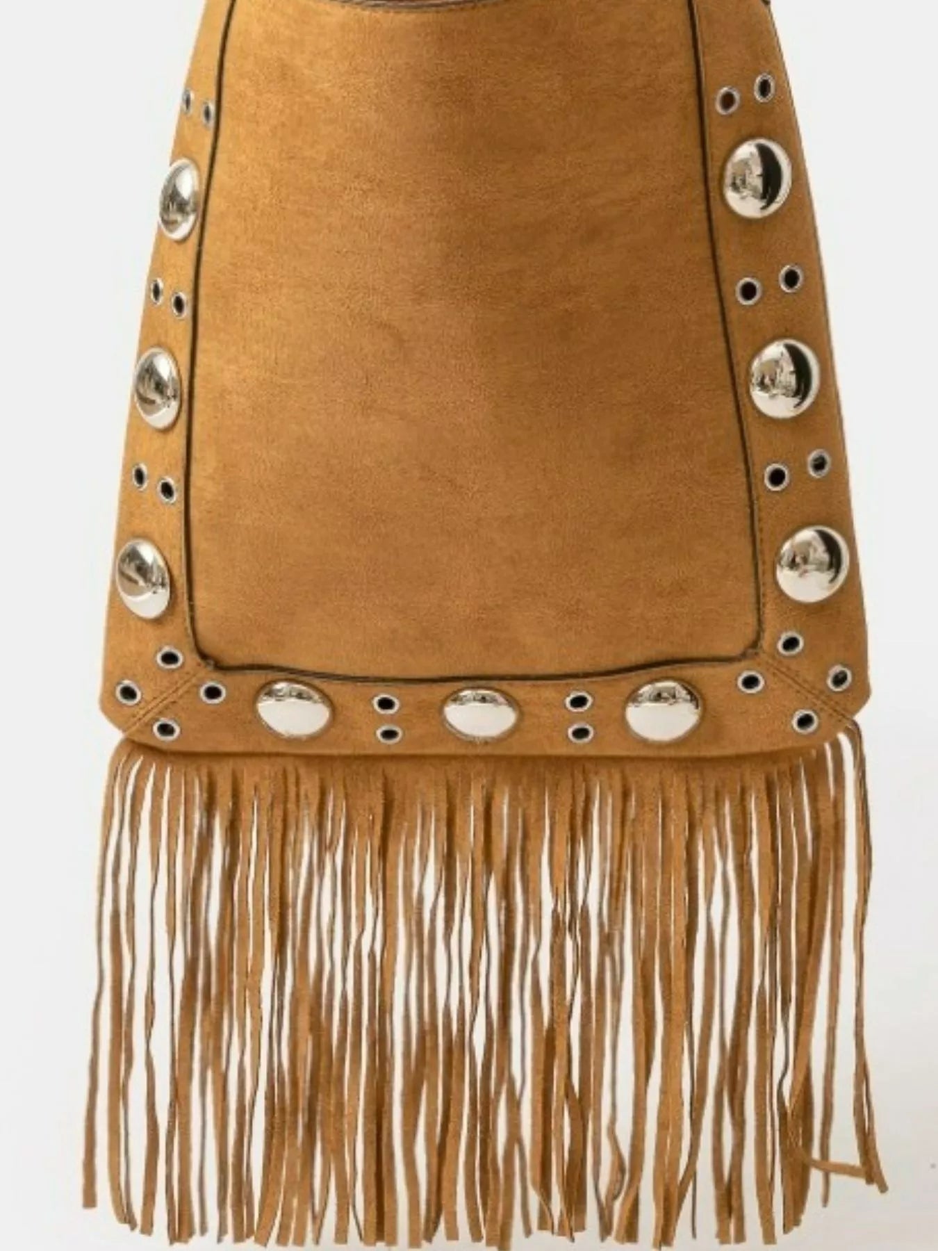 Fame Faux Suede Grommet Accent Fringe Tote Bag Trendsi