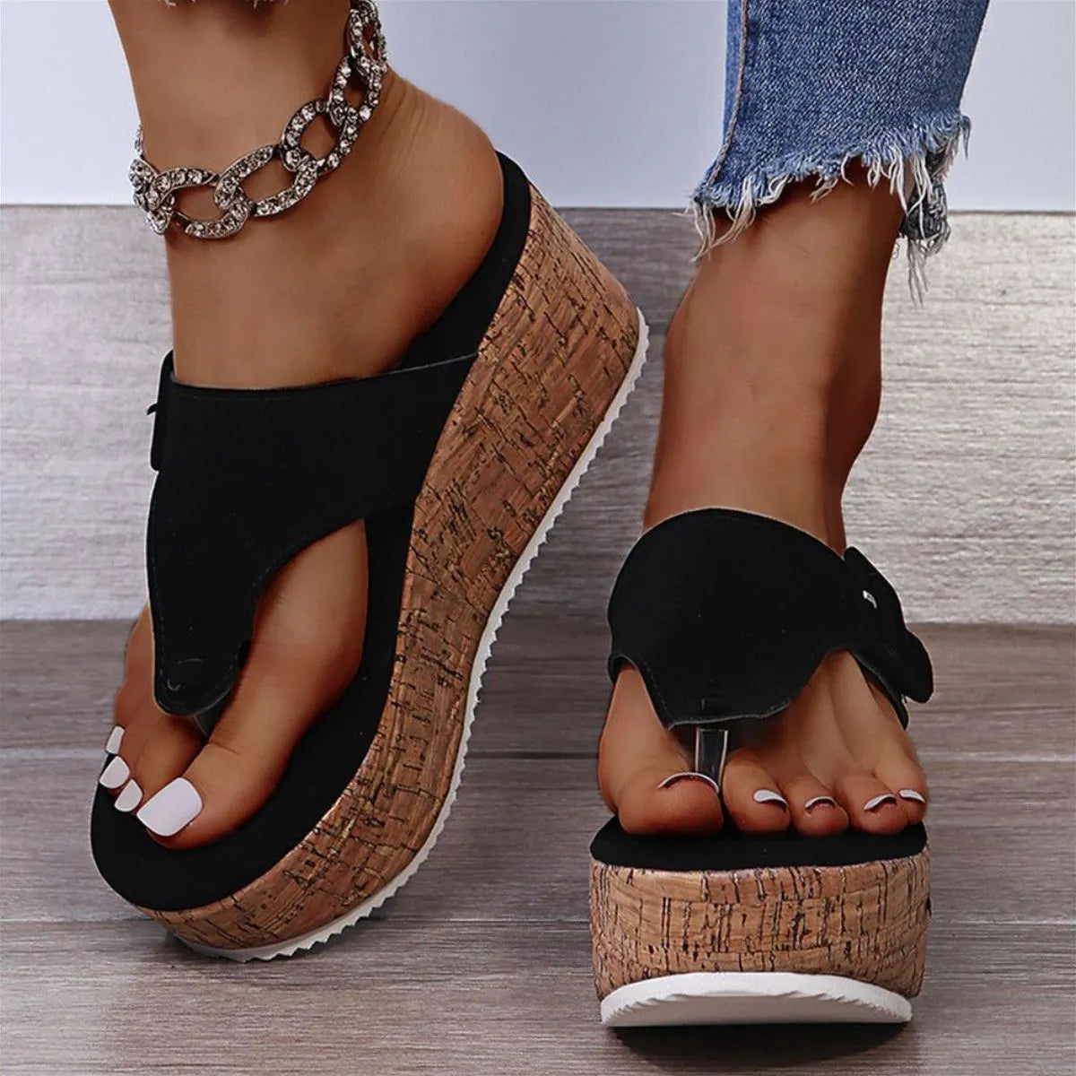 Toe Post Wedge Sandals Trendsi