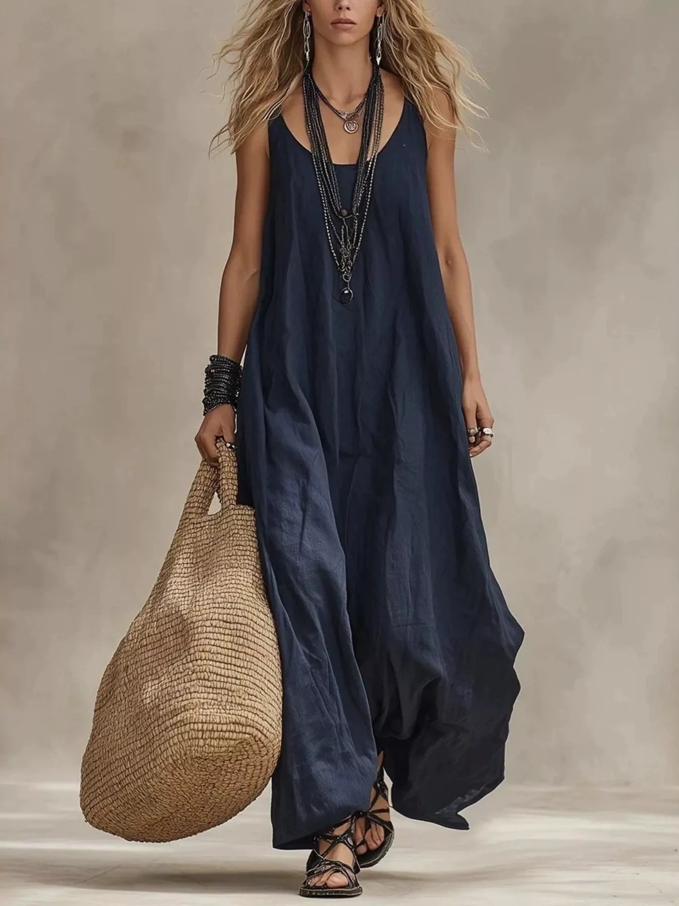 Full Size Scoop Neck Sleeveless Maxi Dress Plus Size Trendsi
