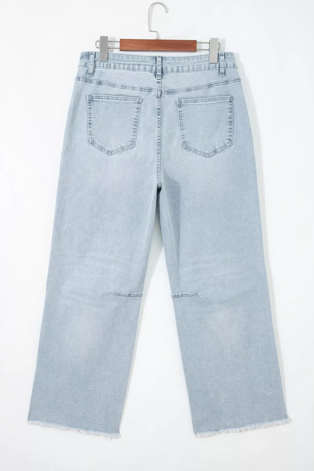 Light Wash Utility Pocket Straight Leg Jeans Trendsi