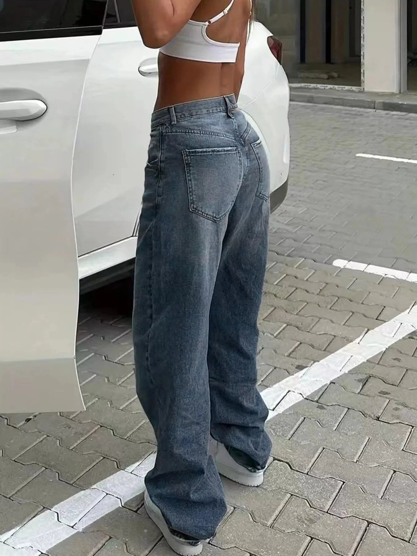 Washed Wide Leg Jeans 