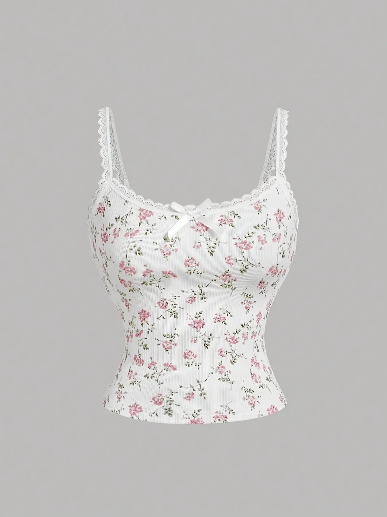 Floral Lace Trim Cami Trendsi
