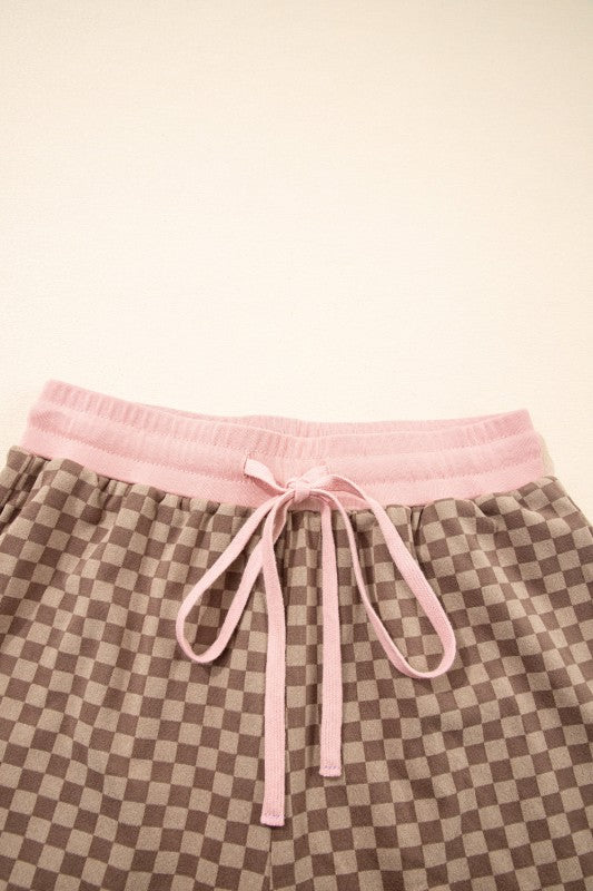 Checker Long Sleeve Pullover and Shorts Set 