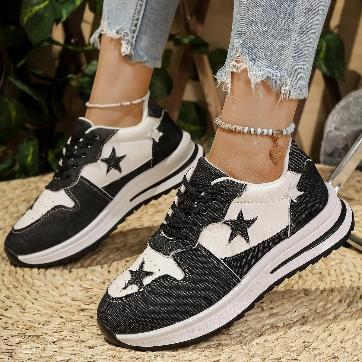 Star Lace Up Sneakers 