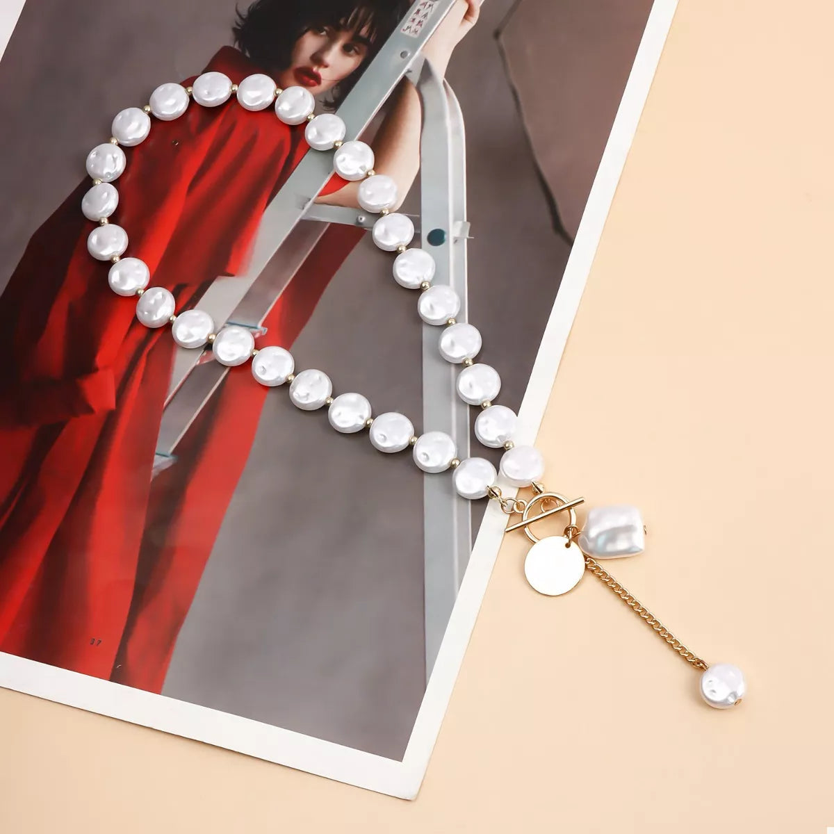 18K Gold-Plated Pearl Drop Necklace 