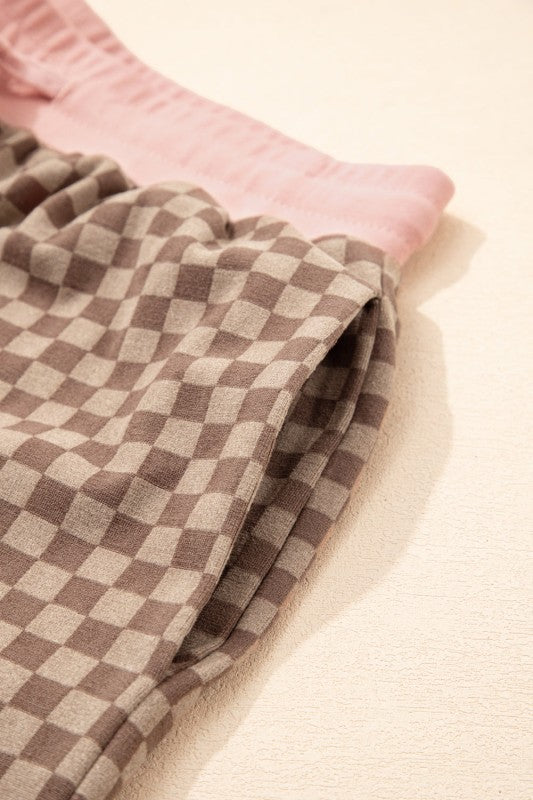 Checker Long Sleeve Pullover and Shorts Set 