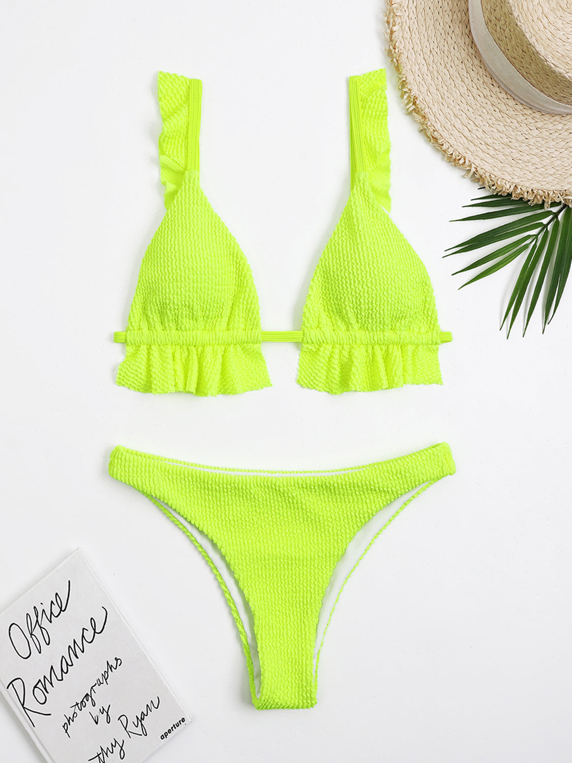 Ruffled Textured Wide Strap Two-Piece Bikini Set Trendsi