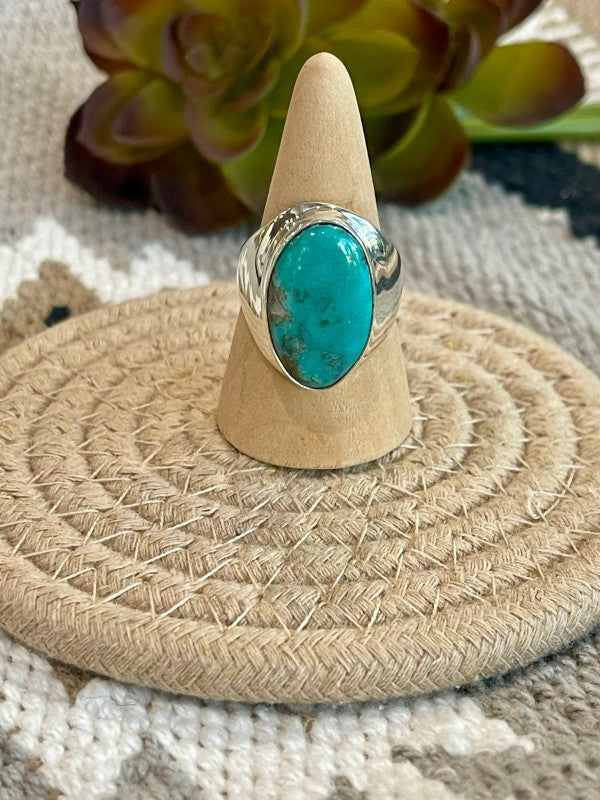 Navajo Turquoise & Sterling Silver Ring Size 11.75 