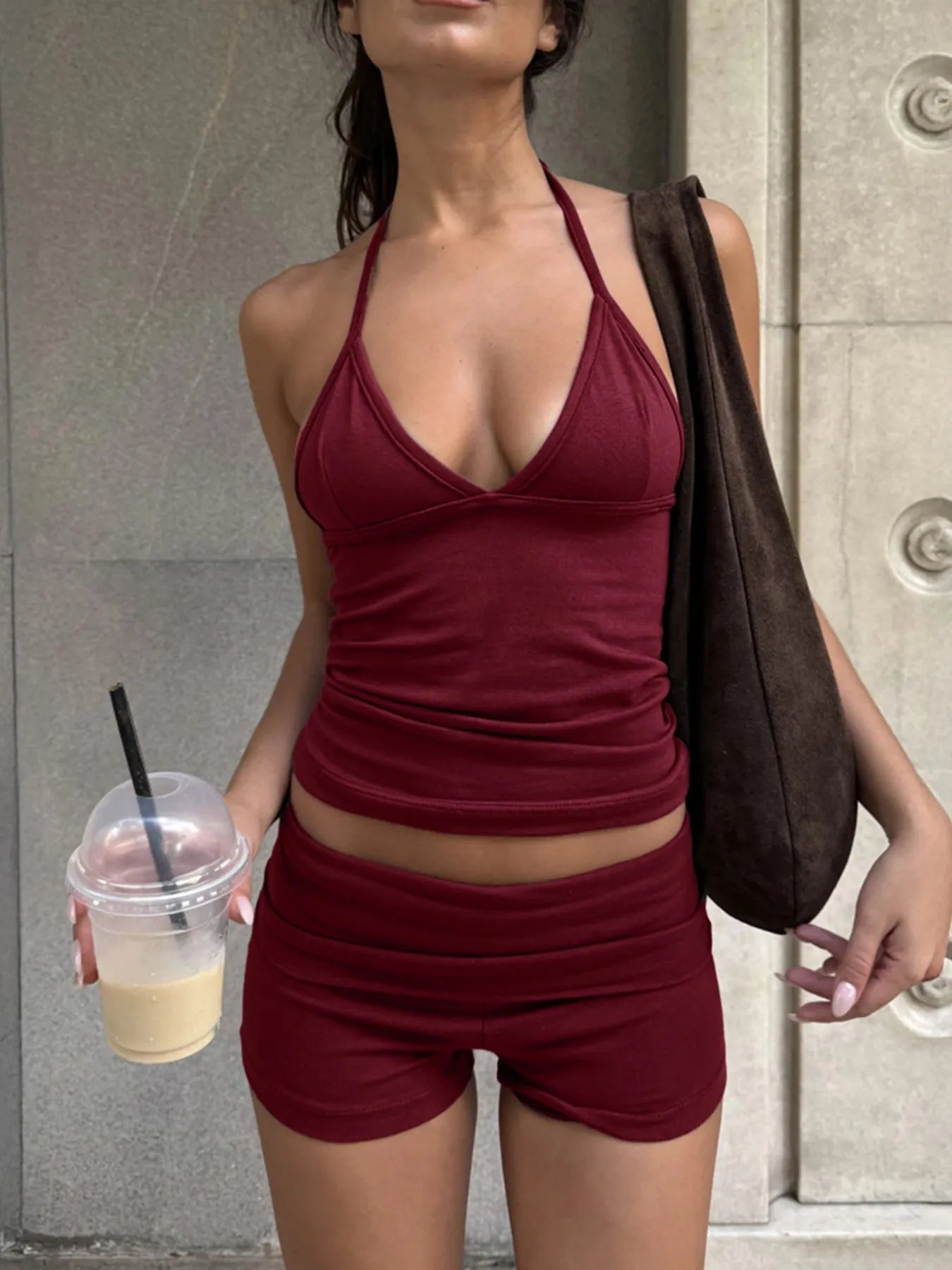Halter Neck Cami and Shorts Set 