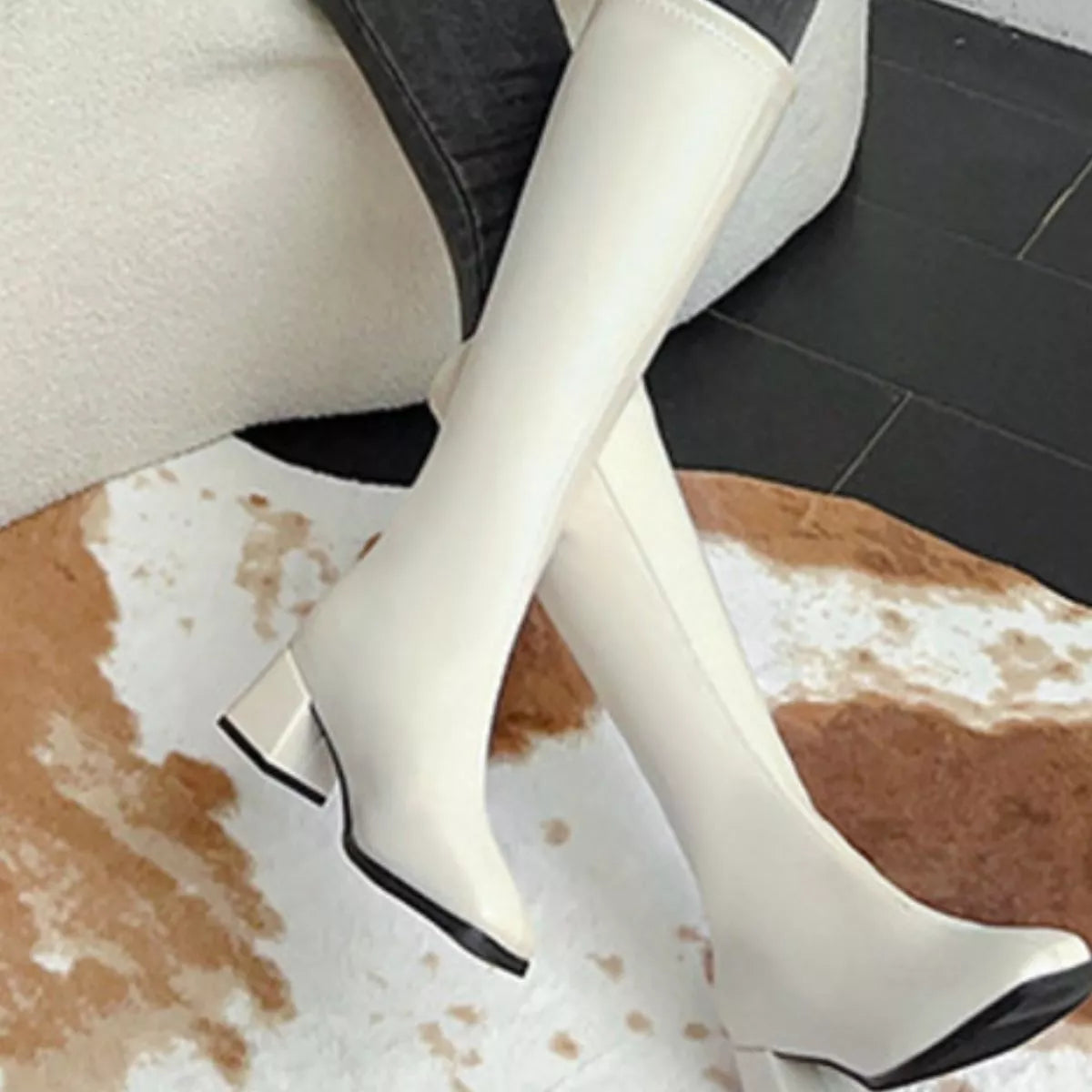 Square Toe Block Heels Boots Trendsi