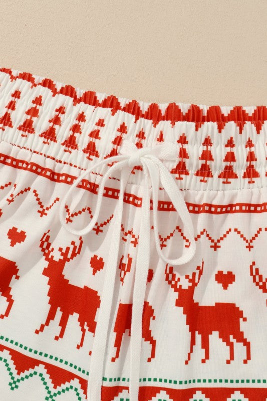 Christmas Reindeer Fair Isle Stripe Pajama Set 