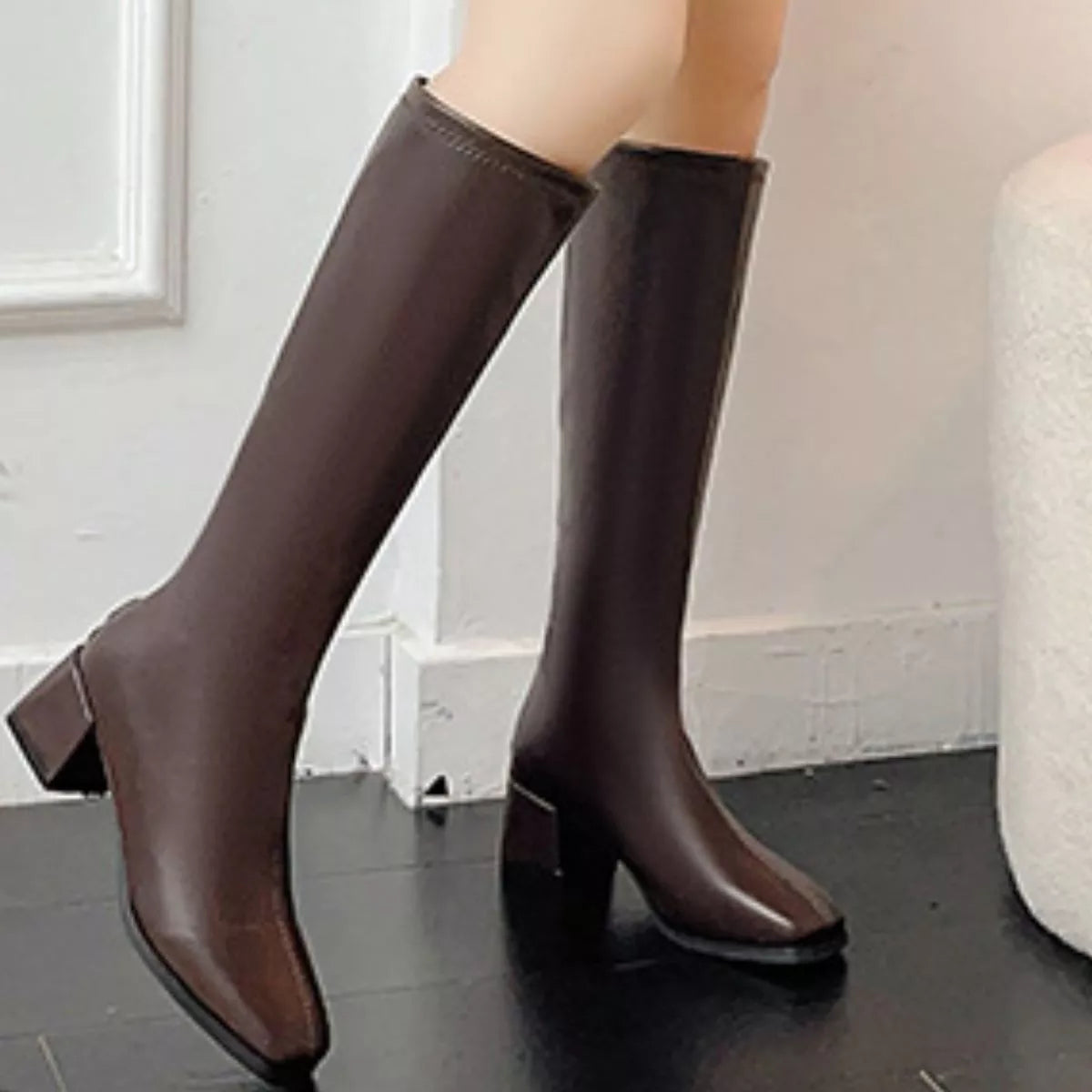 Square Toe Block Heels Boots Trendsi