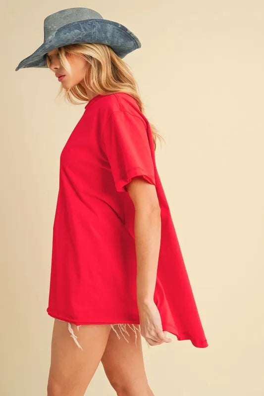 Aemi+Co Round Neck Short Sleeve Oversized T-Shirt Trendsi