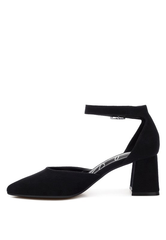 Rozita Microfiber Block Heel Sandals 