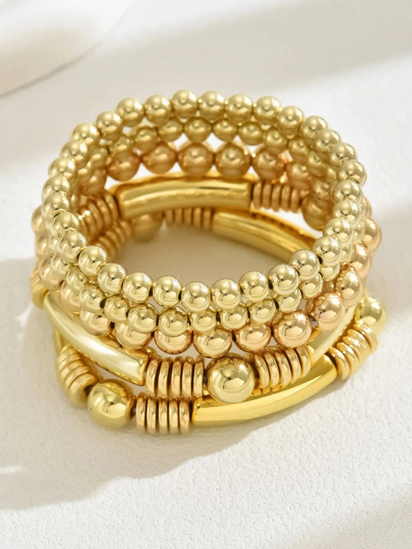 5 Piece Stainless Steel Beaded Bracelet 