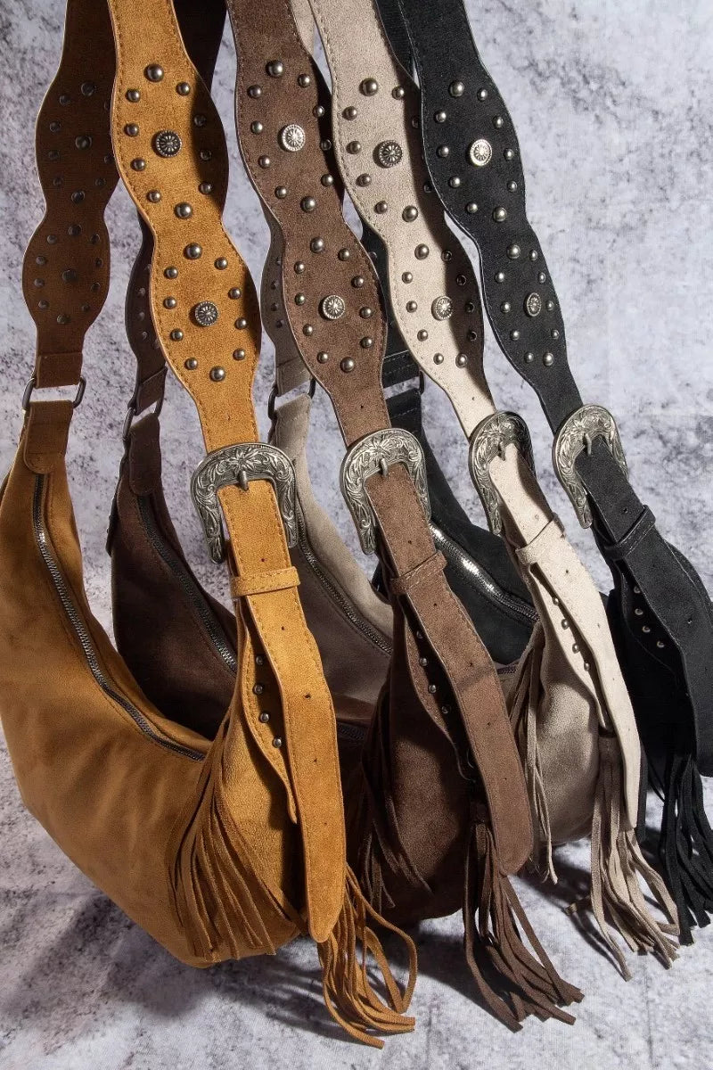 Fame Half Moon Fringe Buckle Strap Hobo Bag Trendsi