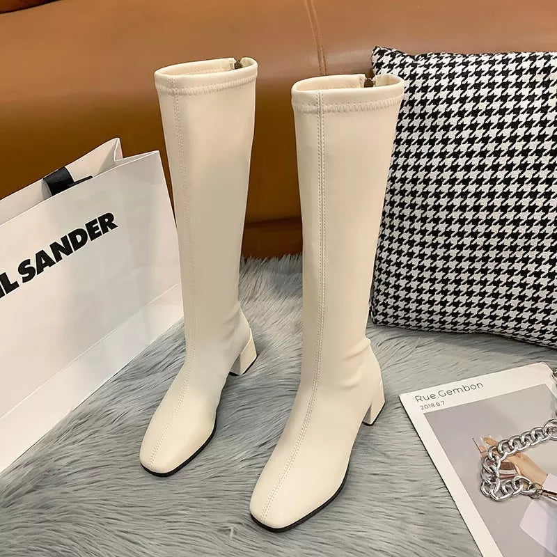 Square Toe Block Heels Boots Trendsi