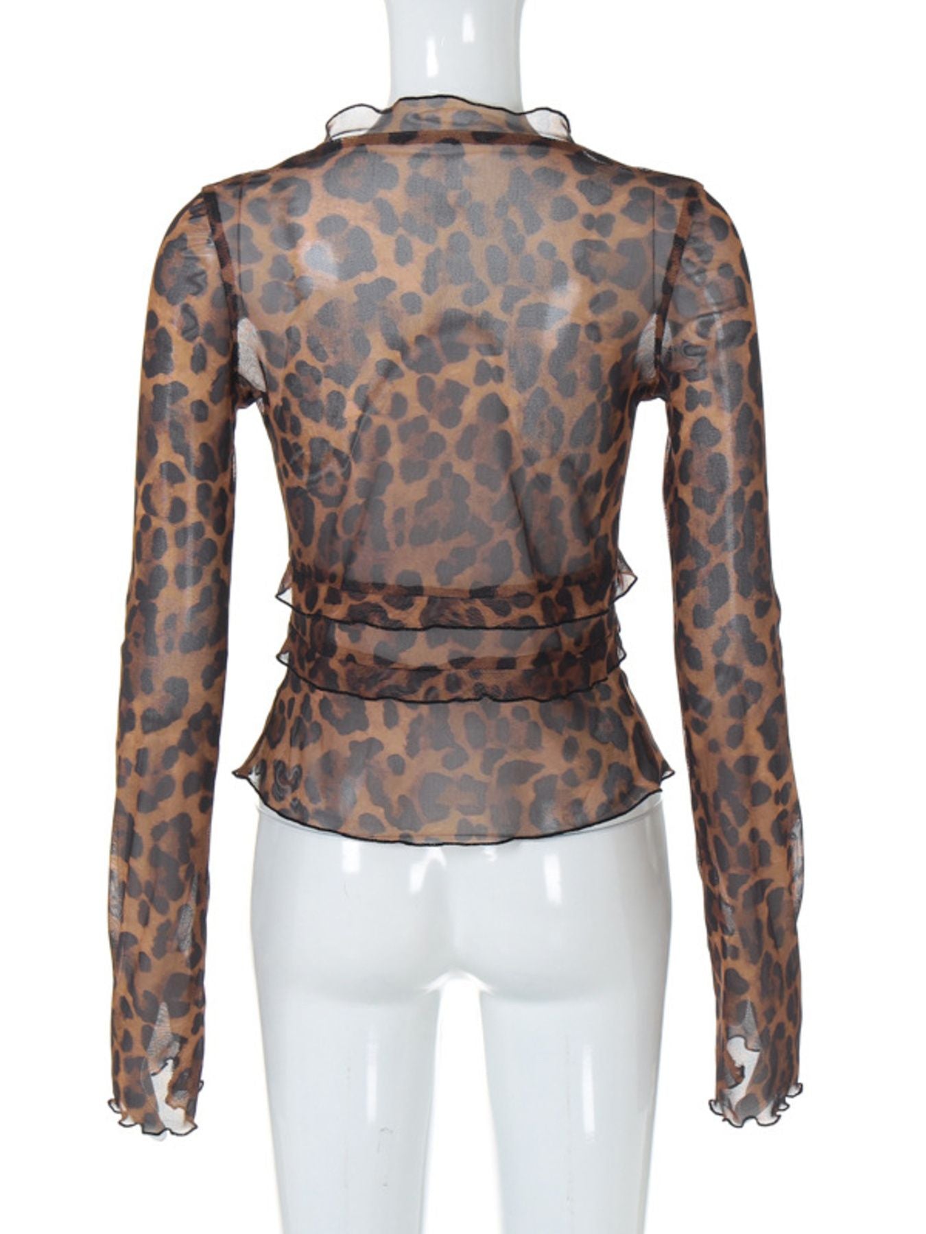 Leopard Print Tie Front Blouse 