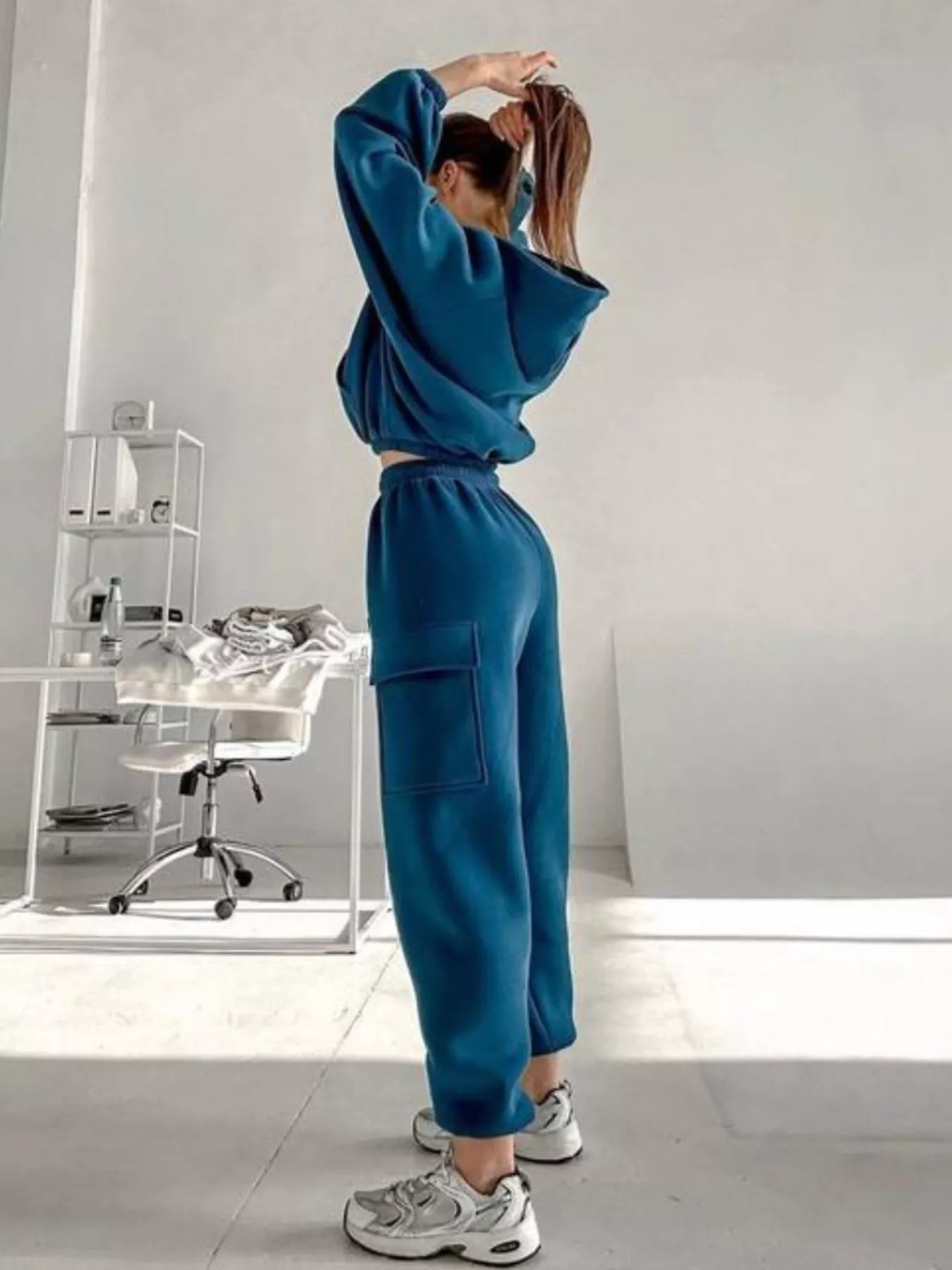 Kangaroo Pocket Hoodie and Joggers Set Trendsi