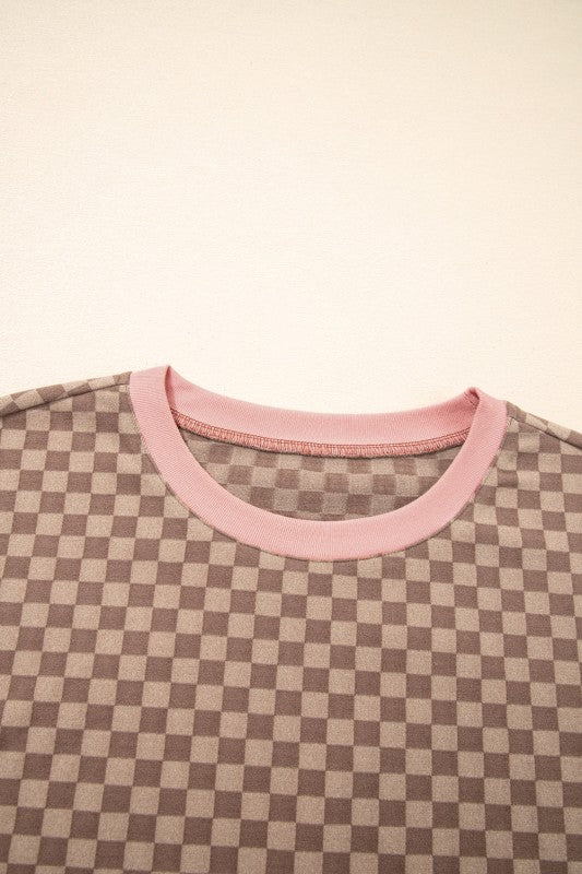 Checker Long Sleeve Pullover and Shorts Set 