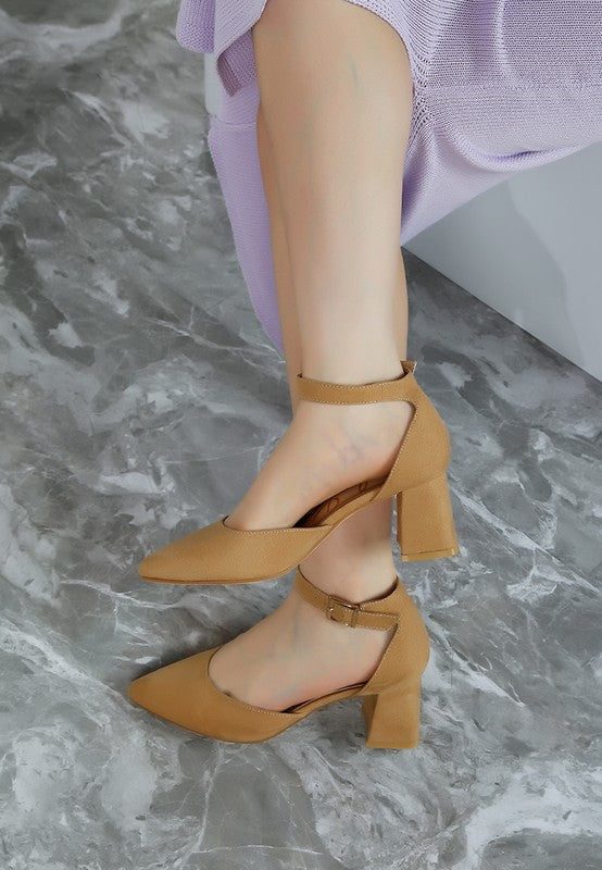 Rozita Microfiber Block Heel Sandals 