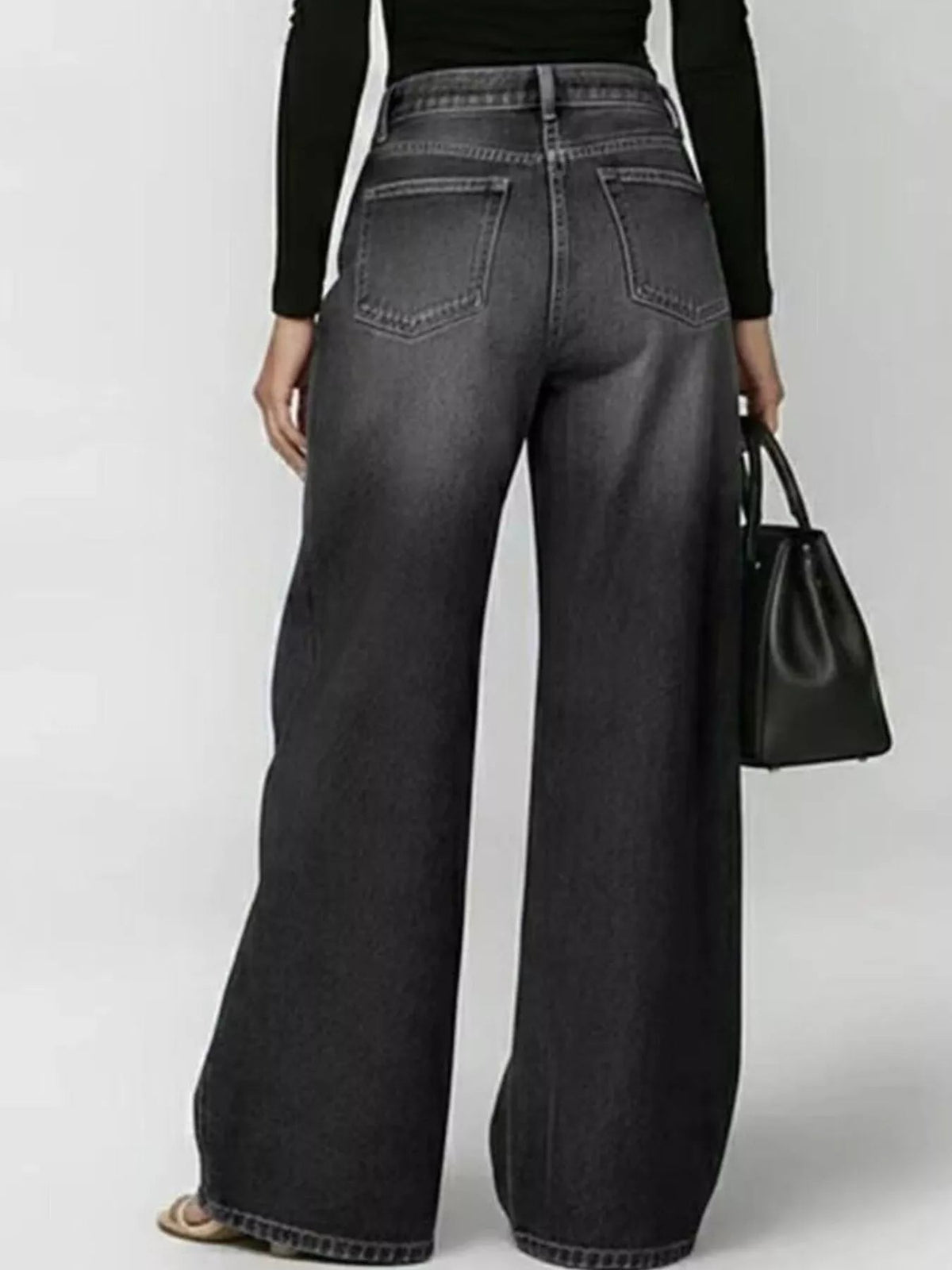 Wide Leg Jeans with Eyelet Details Trendsi