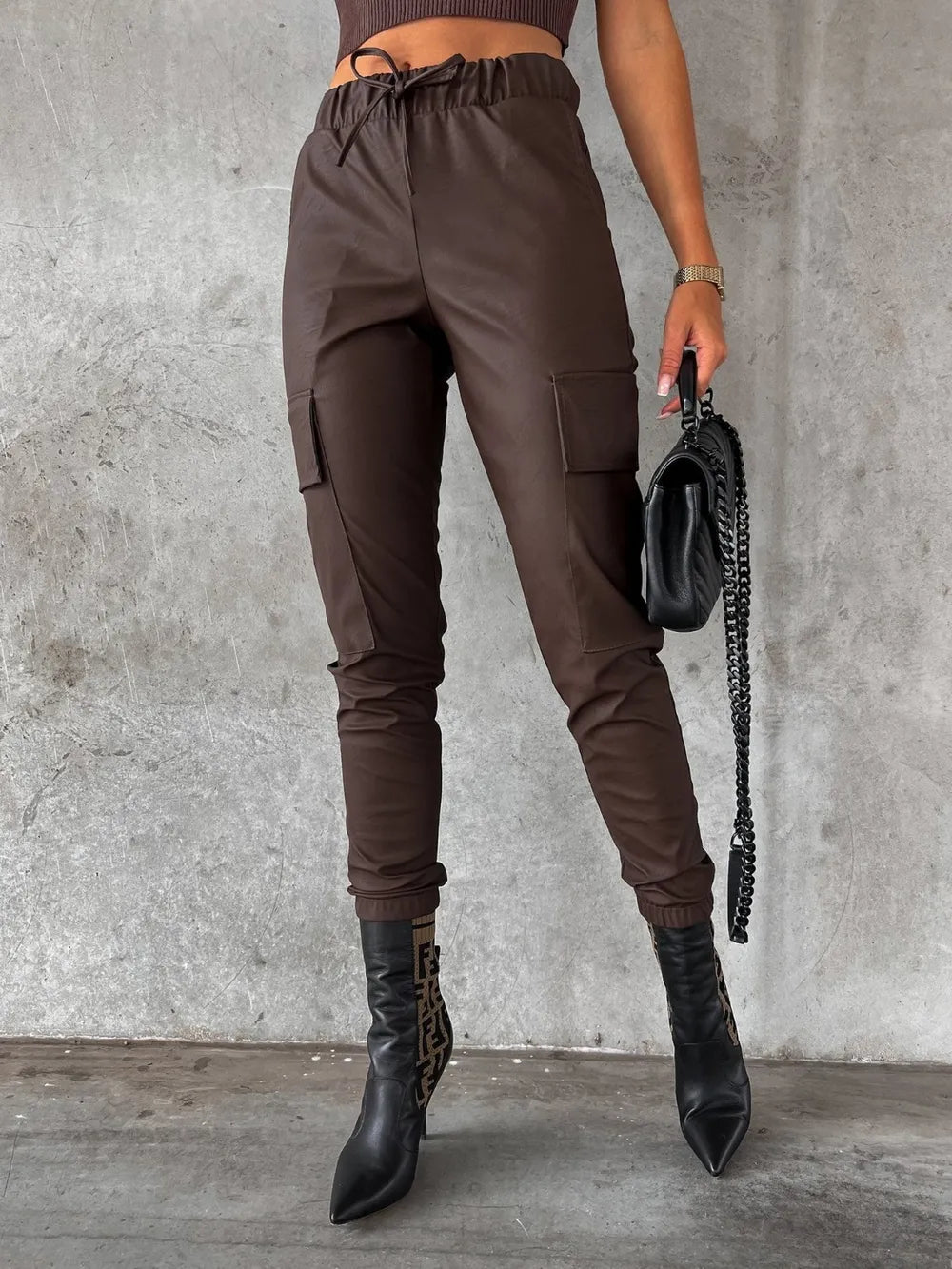 Drawstring Pants with Pockets 