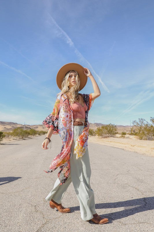 Boho Floral Patchwork Kimono Leto Accessories