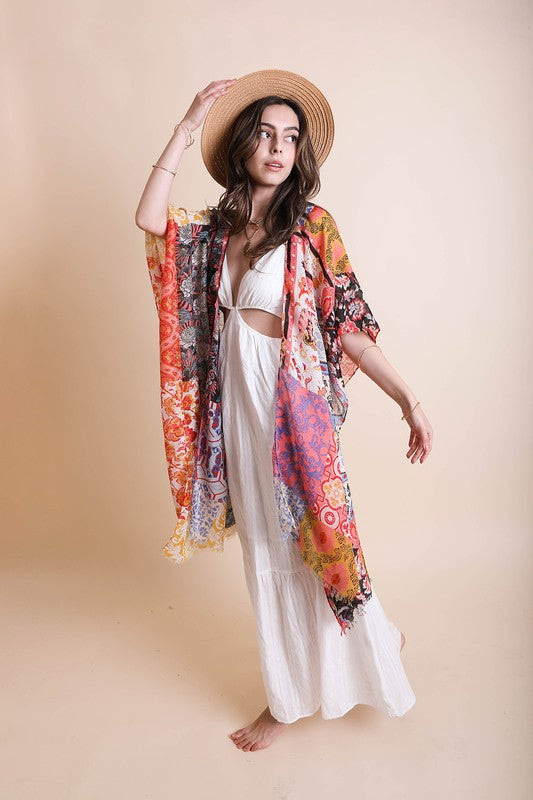 Boho Floral Patchwork Kimono Leto Accessories
