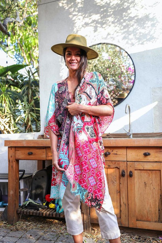 Boho Floral Patchwork Kimono Leto Accessories