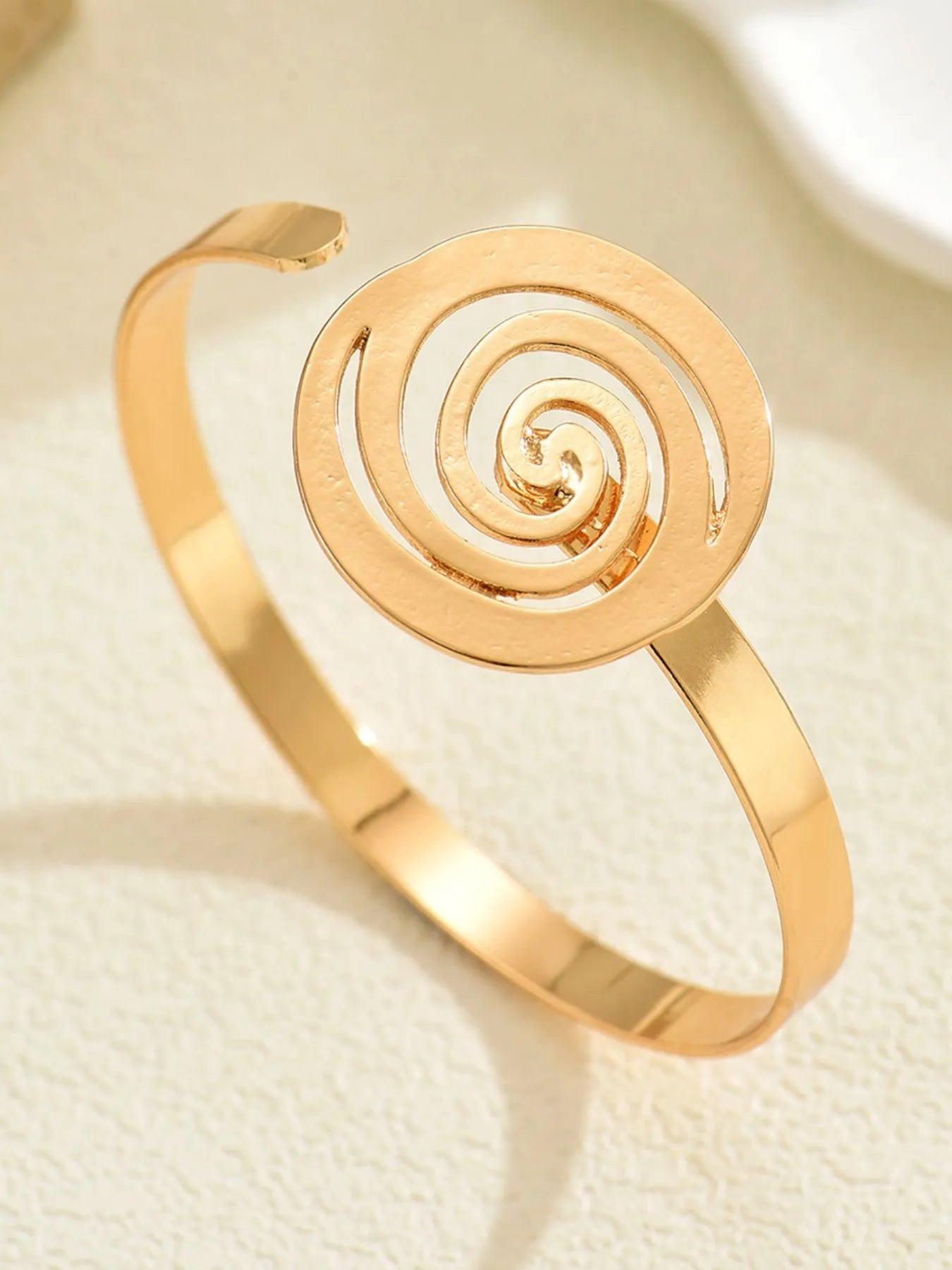18K Gold-Plated Spiral Cuff Open Bracelet 